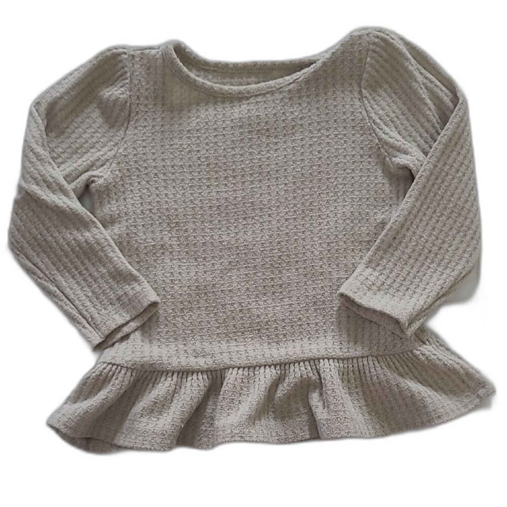 Cat & Jack 2T Girls Cream Peplum Knit Sweater Top